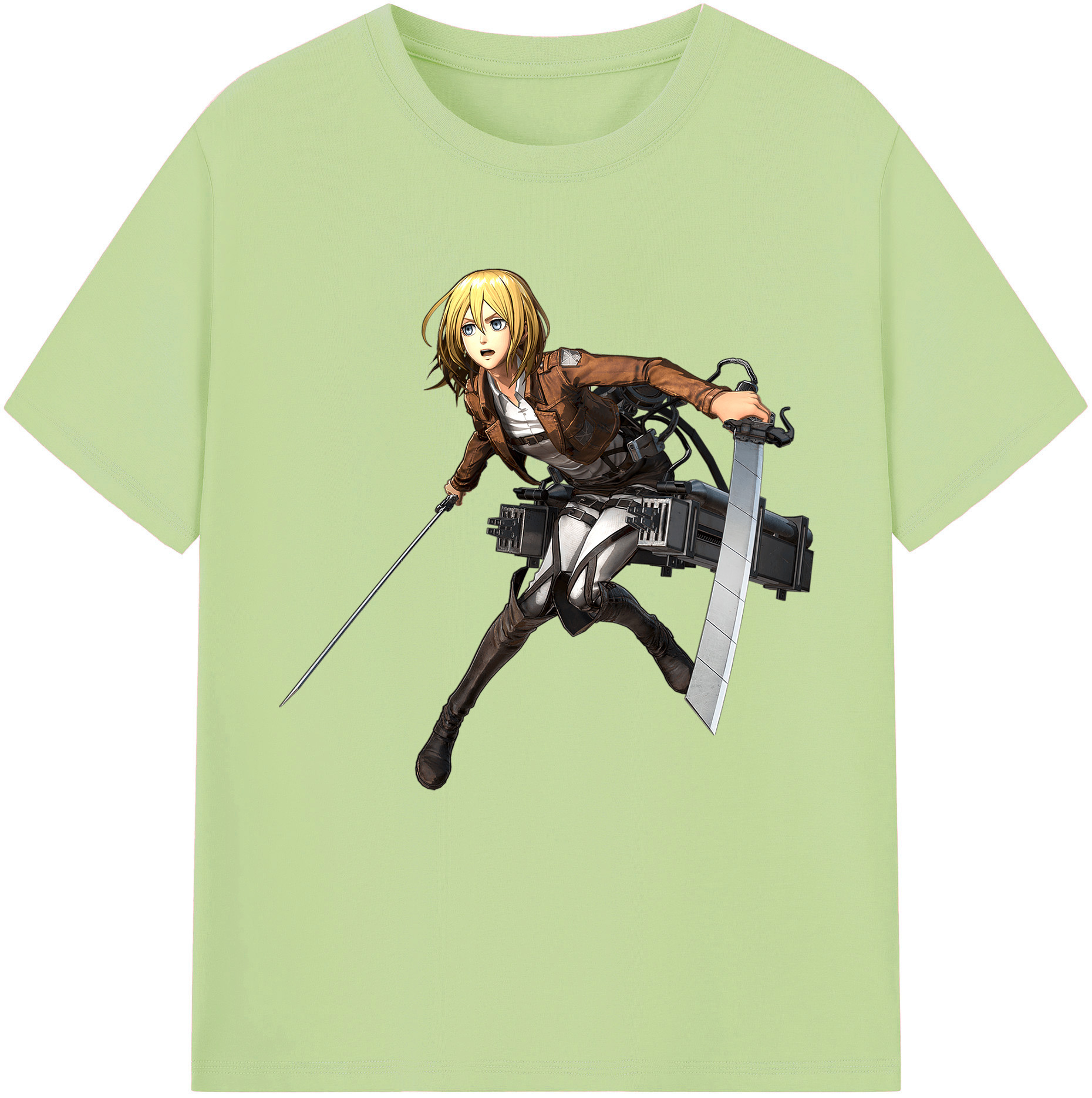 （画像用） 進撃の巨人 クリスタ·レンズ Attack on Titan Christa Lenz 綿100％半袖Tシャツ（フロントプリント）